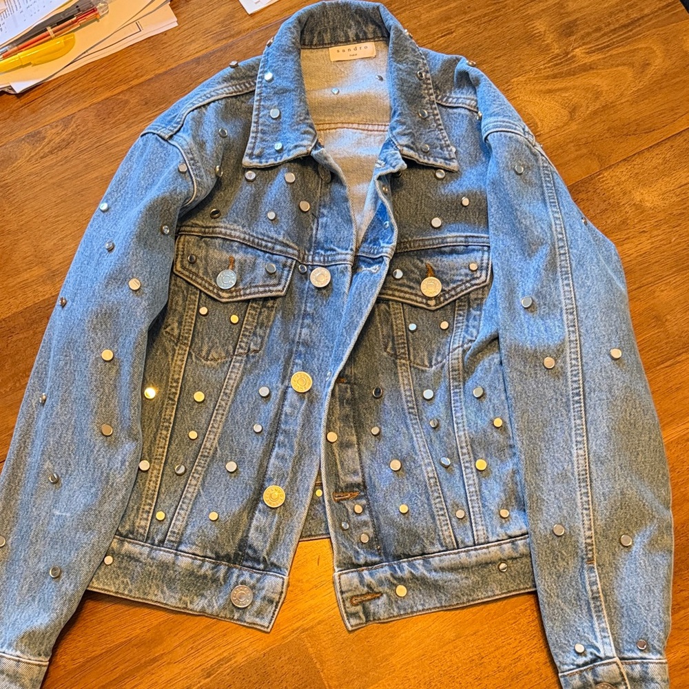 Sandro Paris denim studded jacket